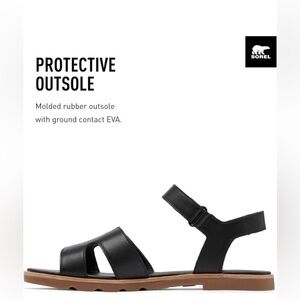 SOREL ELLA ANKLE STRAP SANDAL Black Leather 7.5